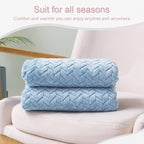 Exclusivo Mezcla Fleece Throw Blanket for Couch and Bed, 50x70 Inches Soft Cozy Jacquard Flannel Blankets, Lightweight Fuzzy Plush Warm Throws for Women, Light Blue