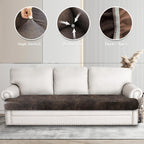 ANARACHON Leather Look Couch Cushion Covers Sofa Seat Slipcovers Sets Couches Furniture Protector for Sectional Armchair Loveseat Pets Kids Stretch Spandex Fabric (1 T-Cushion Sofa, Brown)