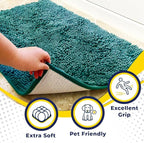 Muddy Mat® | Super Absorbent Door Mat Indoor, Microfiber Quick Dry Chenille Entryway Rug, Non-Slip Front Door Mat, Indoor Mats for Entryway, Machine Washable Pet Rug, Teal 18"x28"