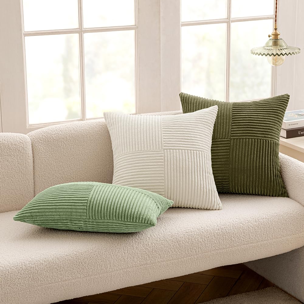 MIULEE Sage Green Decorative Throw Pillow Covers for Couch 18x18 Inch