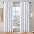 PONY DANCE 50% Light Filtering Curtains 84 inch Long, Back Tab & Rod Pocket Nursery Room Darkening Curtains for Bedroom and Living Room Decoration, 42 Inches Wide, 2 Panels Set, Pure White