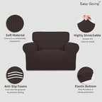 Easy-Going Stretch Oversized Chair Sofa Slipcover 1-Piece Couch Sofa Cover Furniture Protector Soft with Elastic Bottom for Kids Spandex Jacquard Fabric Small Checks Chocolate