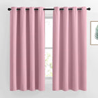NICETOWN Room Darkening Bedroom Curtains 63 inches Long, Window Treatment Thermal Insulated Solid Grommet Voice Reducing Drapes for Kids Room, Crystal Pink, Set of 2, W46 x L63