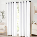 Yakamok Blackout Curtains Room Darkening Thermal Insulated Window Panels,Solid Grommet Top Drapes for Bedroom/Living Room(42Wx63L, Pure White, 2 Panels)