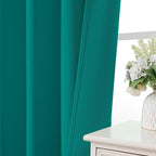 CUCRAF Turquoise Blackout Curtains 96 inch Length 2 Panels Set, Rod Pocket Room Darkening Drapes for Bedroom Living Room, Insulated Thermal Light Blocking Window Curtain (W52 x L96 Inch)