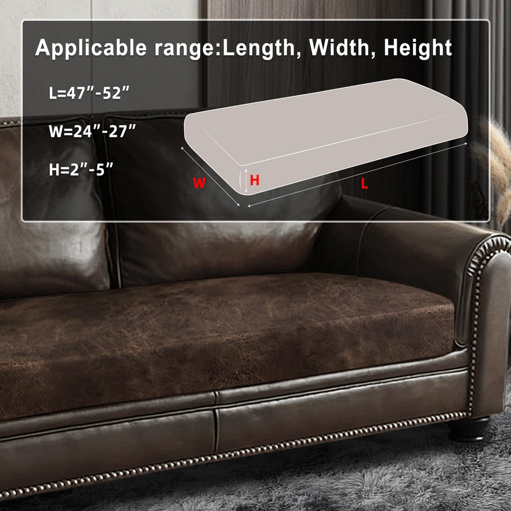 ANARACHON Leather Look Couch Cushion Covers Sofa Seat Slipcovers Sets Couches Furniture Protector for Sectional Armchair Loveseat Pets Kids Stretch Spandex Fabric (1 Cushion Loveseat, Brown)