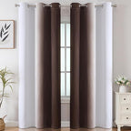 Estelar Textiler Brown and Greyish White Blackout Curtains 42Wx84L 2 Panels
