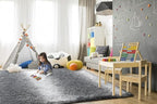 TWINNIS Super Soft Shaggy Rugs Fluffy Carpets, 5x8 Feet, Indoor Modern Plush Area Rugs for Living Room Bedroom Kids Room Nursery Home Decor, Upgrade Anti-Skid Rectangular Fuzzy Rug, Grey White