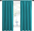NICETOWN Peacock Blue Blackout Curtains Panels for Window, Thermal Insulated Rod Pocket Blackout Drapes/Draperies for Living Room (2 Panels, W42 x L63 inches)