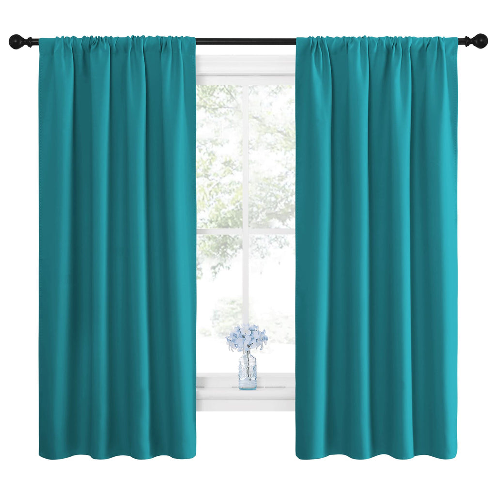 NICETOWN Peacock Blue Blackout Curtains Panels for Window, Thermal Insulated Rod Pocket Blackout Drapes/Draperies for Living Room (2 Panels, W42 x L63 inches)
