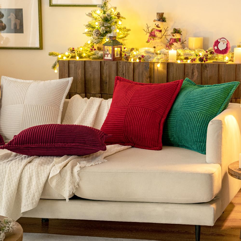 MIULEE Decorative Euro Sham Throw Pillow Covers 24x24 Inch Red 2 Pack