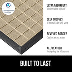 GORILLA GRIP 100% Waterproof All-Season WeatherMAX Doormat US Designed Natural Rubber, Stain and Fade Resistant, Low Profile Indoor Outdoor Door Mats, Easy Clean Patio Mat, 29x17, Taupe Grid