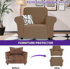 ZNSAYOTX Chair Cover with Arms (30"-47"), New Striped Sofa Chair Covers for Living Room, Dogs Pet Friendly Anti-Slip Chair Protector Spandex Armchair Slipcovers (Light Coffee, Chair)