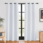 NICETOWN Room Darkening Curtain Panels for Bedroom, Greyish White, 2 Panels, 42 by 80, Easy-Care Solid Thermal Insulated Grommet Room Darkening Draperies/Drapes