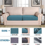 H.VERSAILTEX Super Stretch Individual Seat Cushion Covers Sofa Covers Couch Cushion Covers Slipcover Sets Thick Jacquard Textured Twill Fabric (2 Piece Large Sofa Cushion Covers, Storm Blue)