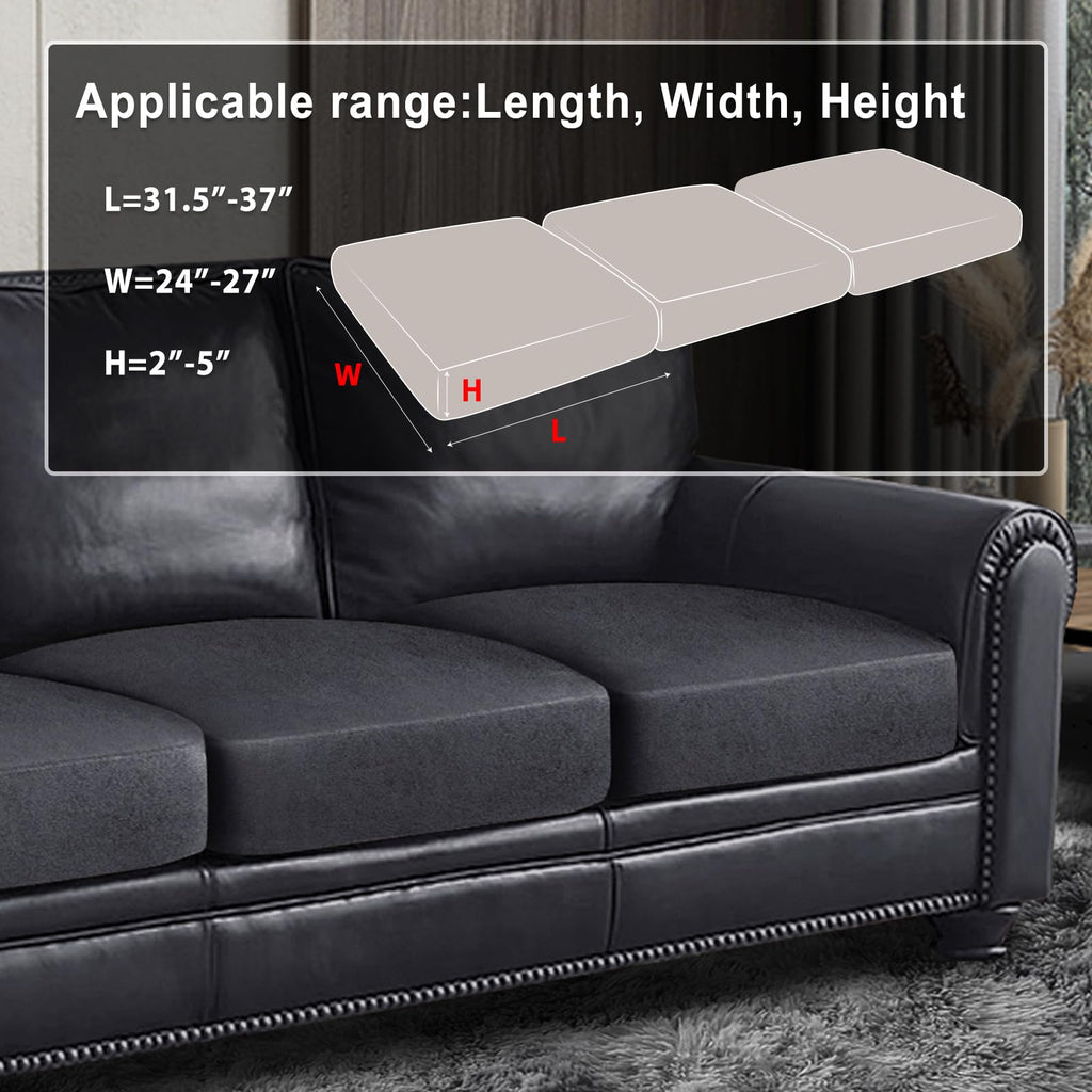 ANARACHON Leather Look Couch Cushion Covers Sofa Seat Slipcovers Sets Couches Furniture Protector for Sectional Armchair Loveseat Pets Kids Stretch Spandex Fabric (3 Cushion XL Sofa, Dark Grey)