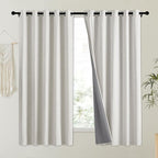 NICETOWN Snowbound Vintage Linen 100% Blackout Curtains for Kitchen, Thermal Insulated Curtains 63" Long, Noise Reducing Window Treatment Drapes for Dorm Room, 62" Wide Per Panel, Set of 2