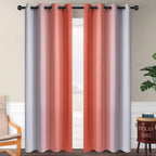 SimpleHome Ombre Coral to Grey White Curtains for Living Room 52Wx84L