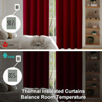 Simplebrand Ava Red Blackout Curtains for Bedroom 72 Inch Length 2 Panels Set, Privacy Thermal Insulated Rod Pocket Door Window Curtains for Patio French Front Door, W40 x L72 Inch, Red