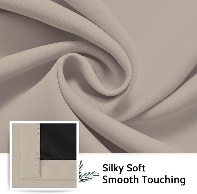 SimpleHome 100% Blackout Curtains for Bedroom,Thermal Insulated Natural Grommet Window Drapes Room Darkening Curtains for Living Room with Black Back,38 x 84 Inch,2 Panels