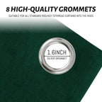 Yakamok Dark Green Linen Textured Curtains 96 Inches Long for Living Room