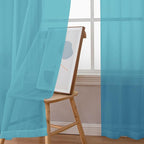 Simplebrand Turquoise Sheer Curtains 84 Inches Long 2 Panels, Light Filtering Rod Pocket Solid Color Window Sheer Curtain Panels, Elegant Curtains & Drapes for Bedroom (Turquoise, 42" W x 84" L)