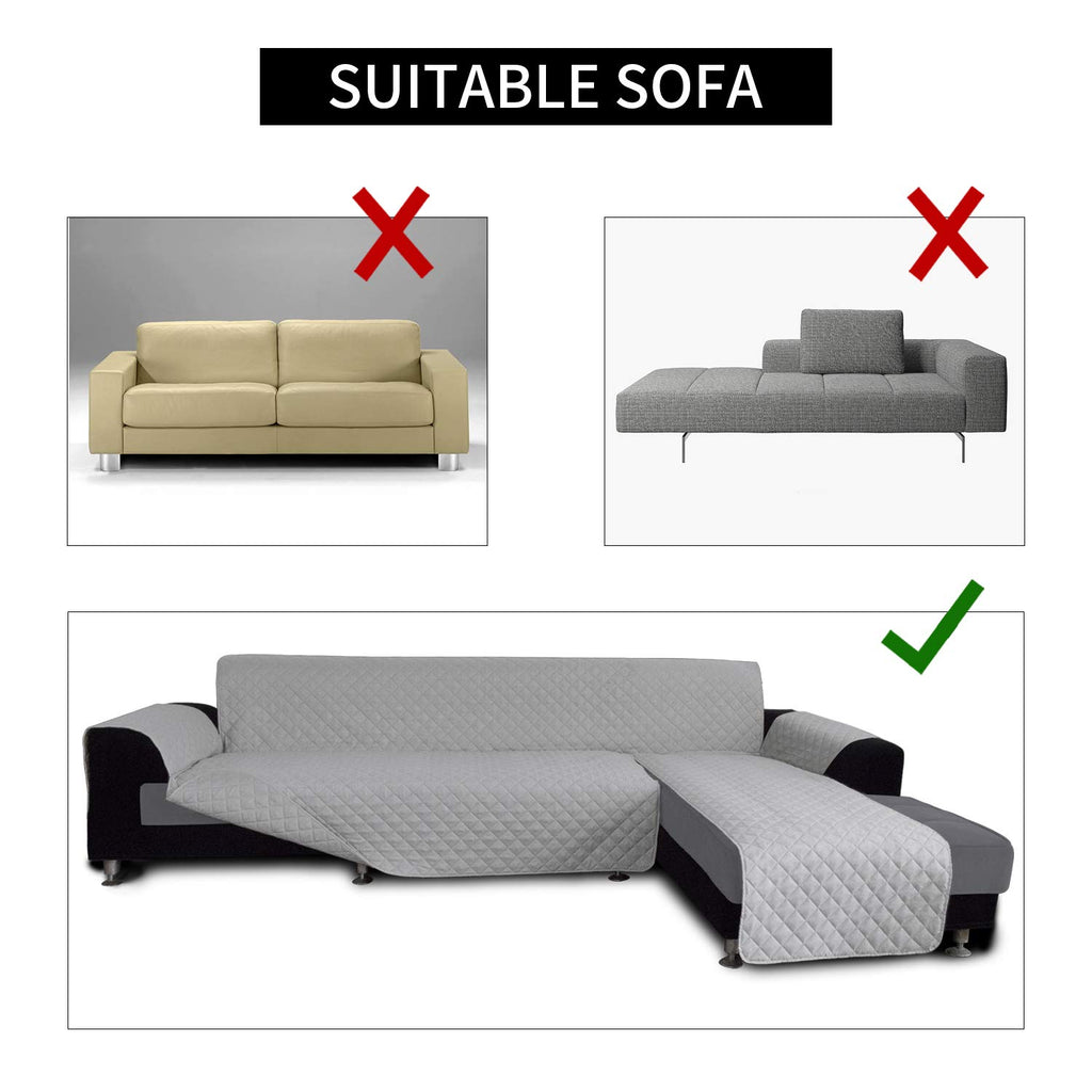 Easy-Going L Shape Sofa Slipcover - Reversible Couch Cover - Furniture Protector for Pets - Small, Light Gray