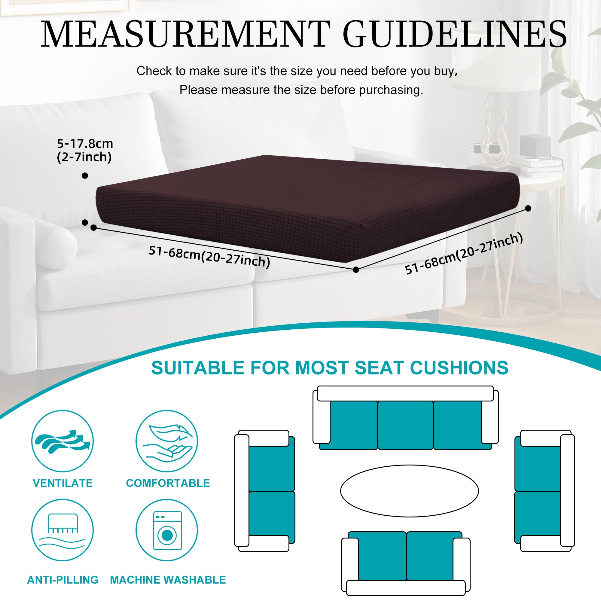 14 Piece Outdoor Cushion Covers, Patio Sofa Cushion Covers, Stretch Fit