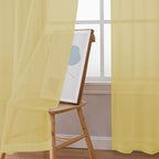 Chyhomenyc Sheer Mustard Yellow Curtains 90 inches Long 2 Panels, Light Filtering Soft Airy Solid Elegant Voile Window Treatment Drapes for Bedroom Living Room Wedding Party Decor, 42 Wx90 L Inches
