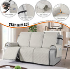 VANSOFY Waterproof Recliner Couch Covers, Sofa Covers Non-Slip 1-Piece Washable Reclining Sofa Cover Furniture Protector with Elastic Straps Pocket for Dogs, Pets(Beige,3 Seater)
