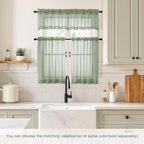 Sage Green Sheer Curtains Tier 30 Inches Length 2 Panels, Light Filtering Lightweight Soft Window Treatments Drapes, Cute Elegant Cafe Curtains for Nursery, Dual Rod Pocket, 2x42Wx30L Inches