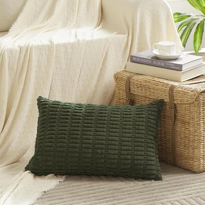 Fancy Homi 4 Packs Decorative Throw Pillow Covers for Living Room Couch Bed, Modern Farmhouse Boho Home Décor Accent Cushion Case, 24" x 16", Olive Green