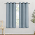 NICETOWN Thick Linen Blend Curtains Flax Textured for Bedroom, Rustic Grommet Semi Sheer Privacy Added Window Curtains & Drapes Light Filtering for Nursery, Stone Blue, W42 x L63, Set of 2
