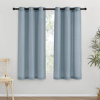 NICETOWN Thick Linen Blend Curtains Flax Textured for Bedroom, Rustic Grommet Semi Sheer Privacy Added Window Curtains & Drapes Light Filtering for Nursery, Stone Blue, W42 x L63, Set of 2