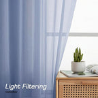 Simplebrand Denim Sheer Curtains 84 Inches Long, Light Filtering Rod Pocket Solid Color Window Sheer Curtain Panels, Elegant Curtains & Drapes for Living Room, Bedroom 2 Panels (Denim, 42" W x 84" L)