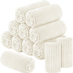 Buryeah 12 Pcs Flannel Throw Blanket Bulk 50 x 60 in Sleepover Blanket Outdoor Wedding Throw Lightweight, Oeko-tex Standard 100 Certified for Sofa Homeless Gifts (Light Beige)