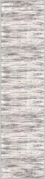 KOZYFLY Modern Abstract Washable Rug Runner 2.6x10 Hallway Rug Runner Non-Slip Soft Kitchen Runner Rugs, Grey/Light Beige/Brown Striped Carpet for Entryway Bathroom