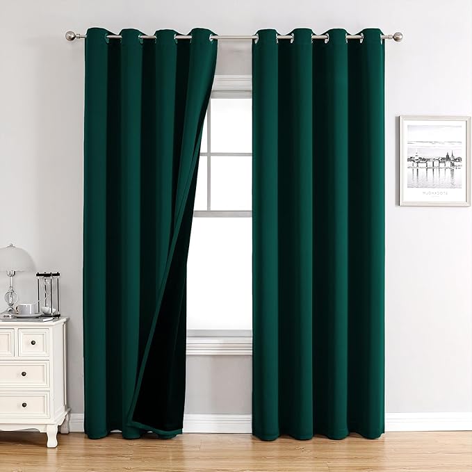 ChrisDowa 100% Blackout Curtains for Bedroom 108 Inches Long 2 Panels Set