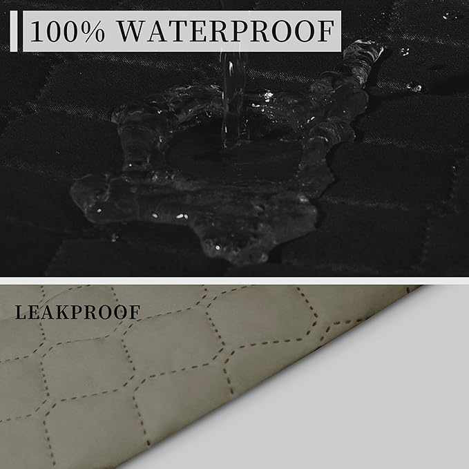 ISSUNTEX Double Protection 100% Waterproof Sofa Covers for Living Room, Couch Covers for 3 Cushion Couch Sofa, Reversible Furniture Protector Sofa Cover for Dogs (Oversized Sofa, Black/Beige)
