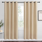 NICETOWN Blackout Curtains Panels for Bedroom, 2 Panels, 52 x 70 Inch, Biscotti Beige, 3 Pass Microfiber Noise Reducing Thermal Insulated Solid Ring Top Blackout Window Drapes