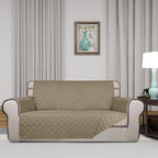 PureFit Reversible Quilted Sofa Cover, Water Resistant Slipcover Furniture Protector, Washable Couch Cover with Non Slip and Elastic Straps for Kids, Dogs, Pets (Oversized Loveseat, Beige/Beige)