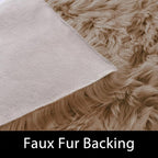 Latepis Brown Beige 2x5 Washable Small Rug Faux Sheepskin Fur Rug Fluffy Shag Rugs for Living Room Bedroom Dorm Furry Plush Rugs Cute Room Decor