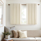 Topfinel 45 Inches Long Linen Blackout Curtains Tiers for Small Window 2 Panels Set Cream White Ivory Linen Short Drapes for Kitchen Bathroom Curtain Hook Belt Pleated Back Tab (W52 xL45)