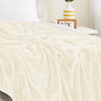 KMUSET Cream Fleece Blanket for Couch - Lightweight Super Soft Cozy Luxury Bed Blanket Microfiber 50 x 60 inches