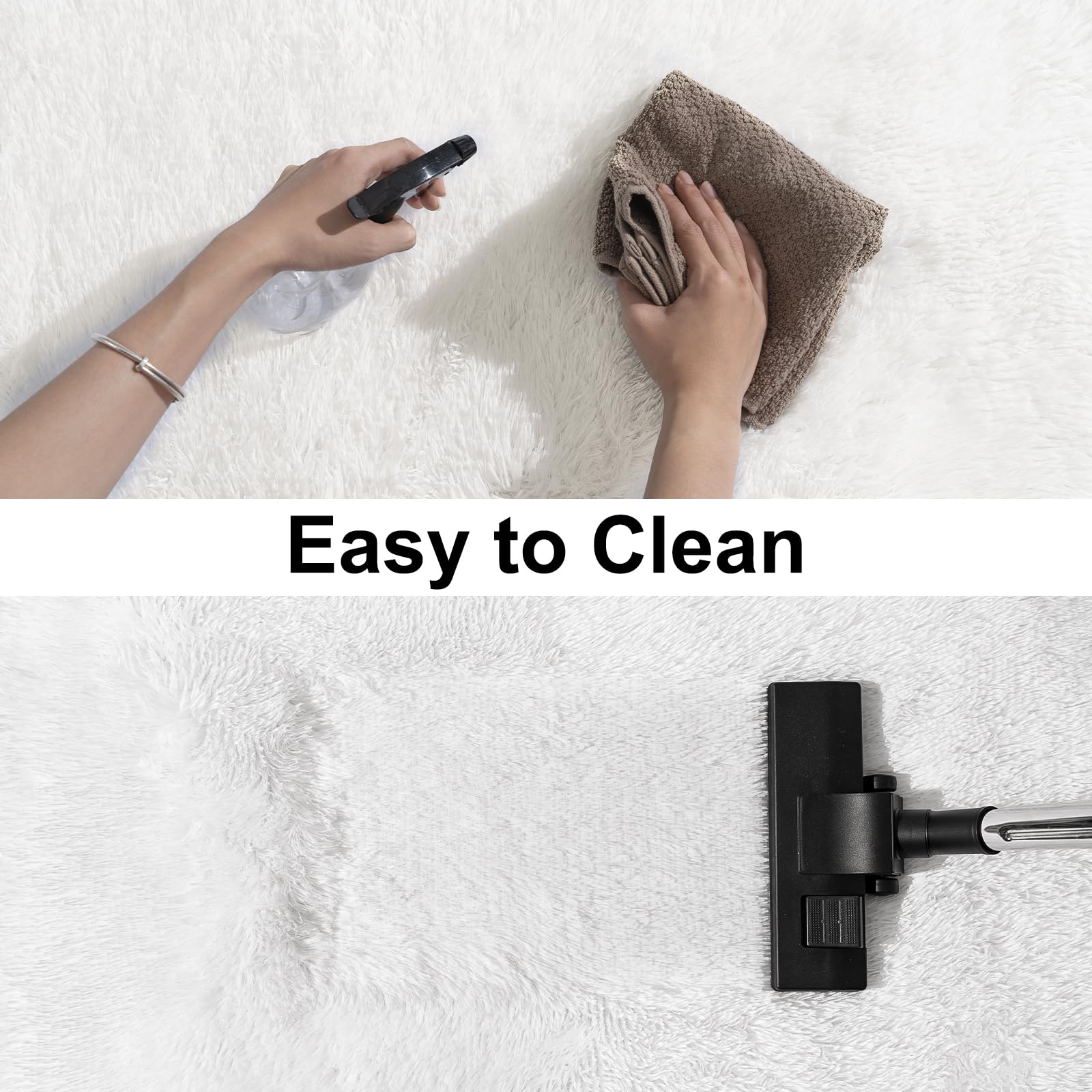 Ailyei Ultra Soft Runner Rugs for Bedroom Hallways with Upgraded Non-Slip Rubber Backing & Thick Memory Sponge, 2x4 Feet Fluffy Shag Throw Area Rug for Bedside Dorm Cream