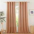 NICETOWN Rustic Linen 144 inch Long Curtains for Living Room, Grommet Privacy Added Thick Linen Weave with Light Filter Window Curtains & Drapes for Bedroom, Burnt Orange, W55 x L144, 2 Panels