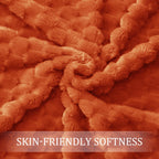 Exclusivo Mezcla 3D Fleece King Size Blanket for Bed, Burnt Orange