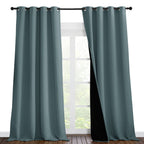 NICETOWN Full Shading Curtains 96 inches Long 2 Panels Set for Windows, Super Heavy-Duty Black Lined Blackout Curtains for Bedroom, Privacy Assured Window Treatment (Greyish Blue, 55 inches W)