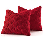 decorUhome Red Heart Cute Girl Faux Fur Throw Pillow Covers 18x18 Set of 2