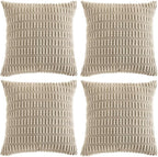 Fancy Homi 4 Packs Taupe Decorative Throw Pillow Covers 16x16 Inch for Living Room Couch Bed, Rustic Modern Farmhouse Boho Home Decor, Soft Plush Corduroy Cute Square Accent Cushion Case 40x40 cm